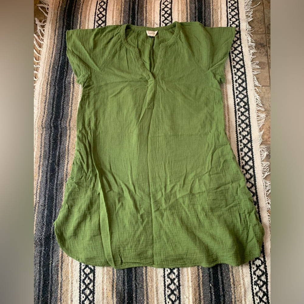 Plant Green 100% Cotton Dress with Pockets